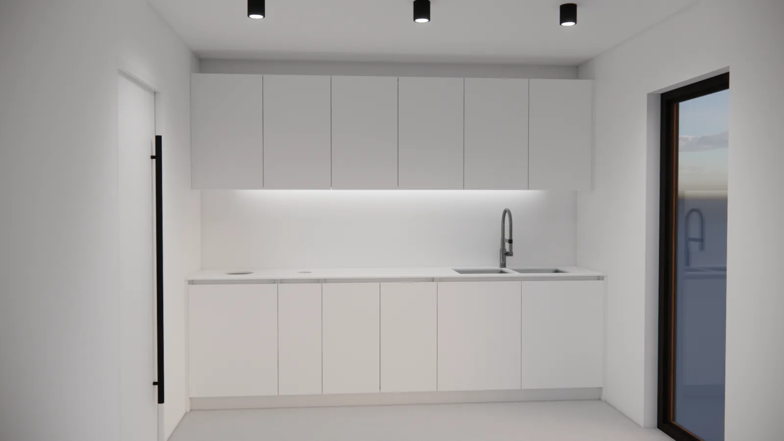 Rendu 3D d'un cabinet médical aménagé avec mobilier sur mesure Médentis